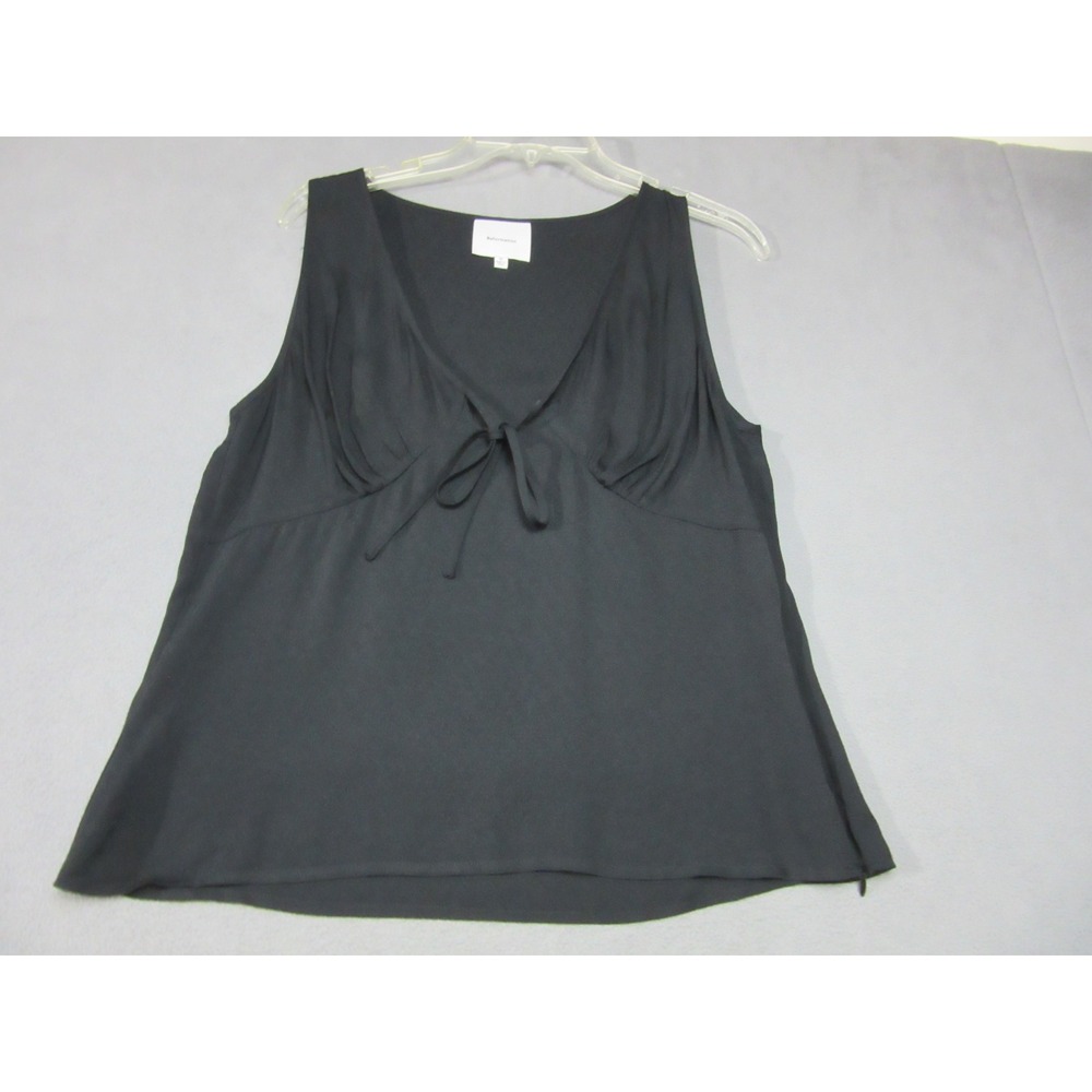 Reformation Sleeveless Top Womens 10 Black Tie Front V-Neck Blouse Office Basic